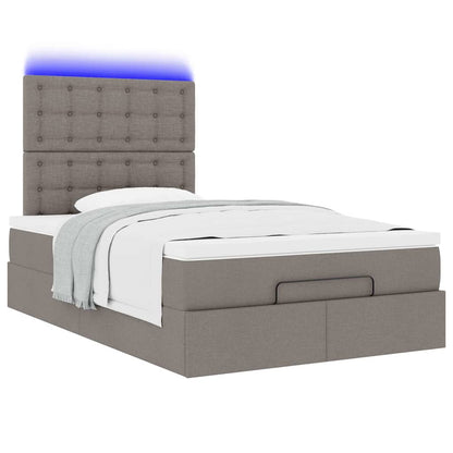 vidaXL Οθωμανικό κρεβάτι με στρώμα & LEDs Taupe 120x190cm ύφασμα