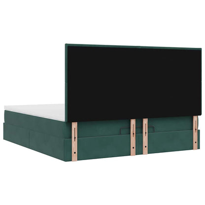 vidaXL Οθωμανικό κρεβάτι με στρώματα&LEDs Dark Green 180x200cm Velvet