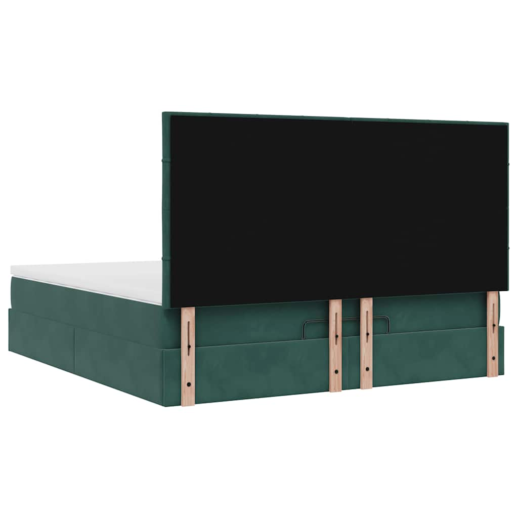 vidaXL Οθωμανικό κρεβάτι με στρώματα&LEDs Dark Green 180x200cm Velvet