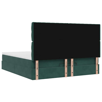 vidaXL Οθωμανικό κρεβάτι με στρώματα&LEDs Dark Green 180x200cm Velvet