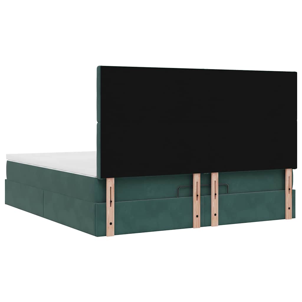 vidaXL Οθωμανικό κρεβάτι με στρώματα&LEDs Dark Green 180x200cm Velvet