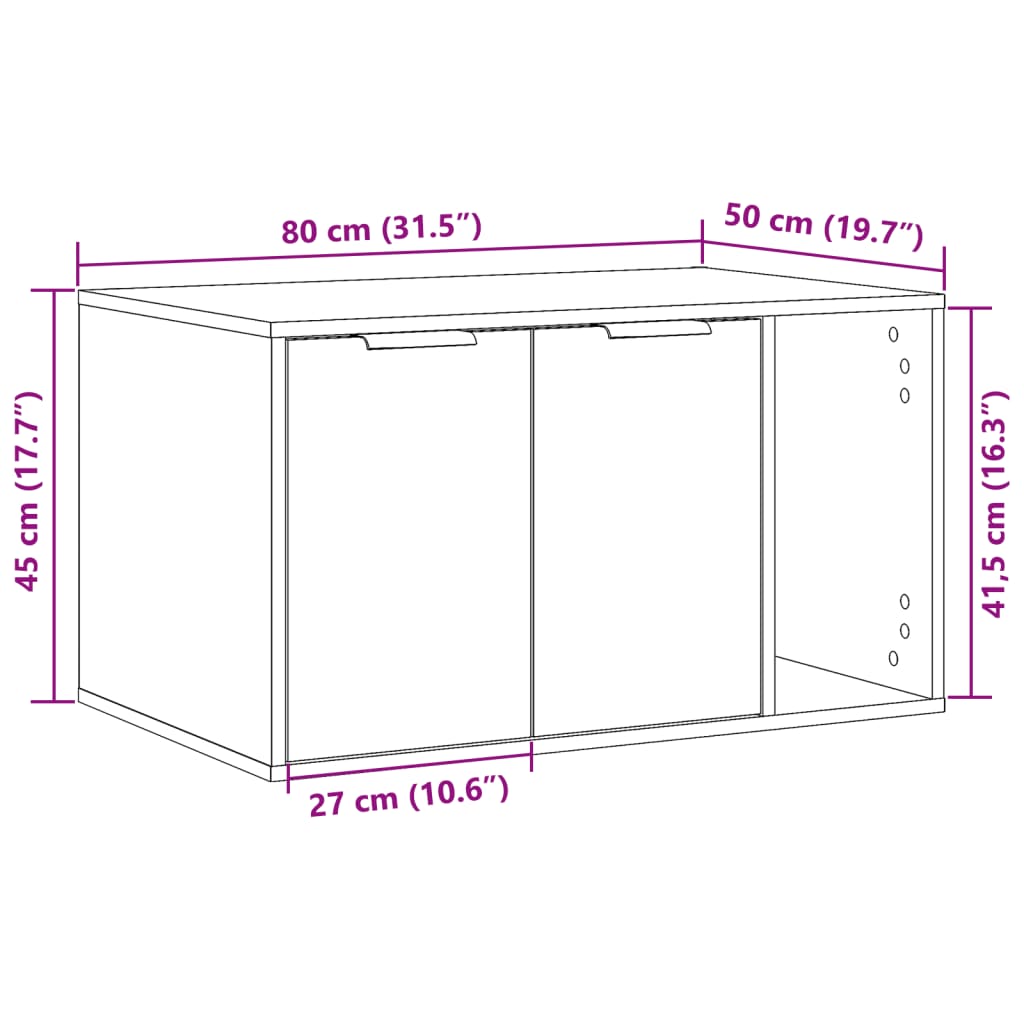 vidaXL Τουαλέτα Γάτας Περίφραξη Λευκό 80x50x45 εκ.