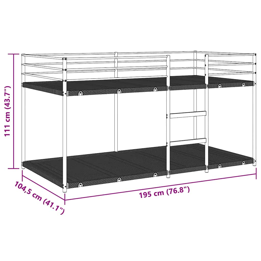 vidaXL Κουκέτα χωρίς στρώμα Μαύρο 100x190 cm Ατσάλι