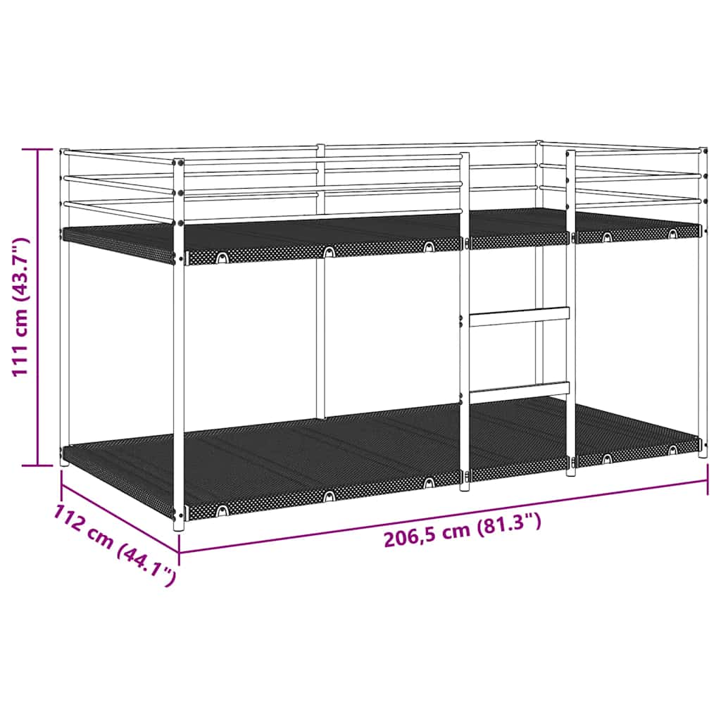 vidaXL Κουκέτα χωρίς στρώμα Μαύρο 107x203 cm Ατσάλι