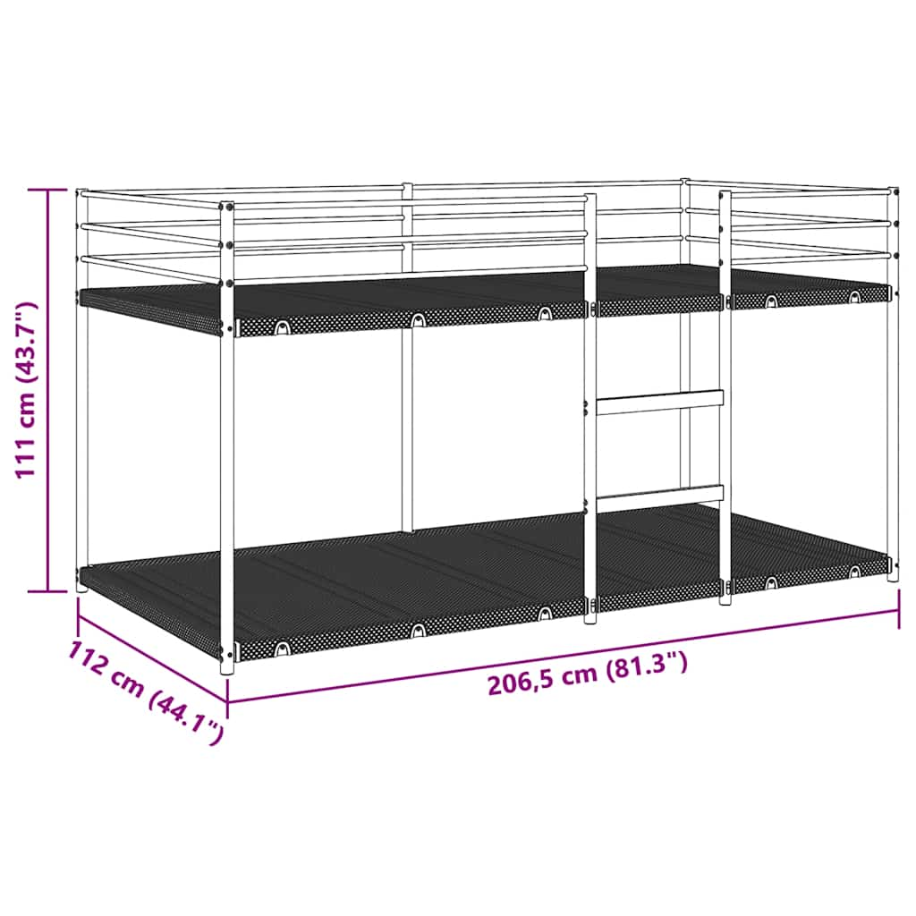 vidaXL Κουκέτα χωρίς στρώμα Λευκό 107x203 cm Ατσάλι