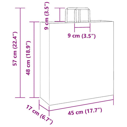 vidaXL Χάρτινες σακούλες 250 τεμάχια με χερούλια καφέ 45x17x48 cm