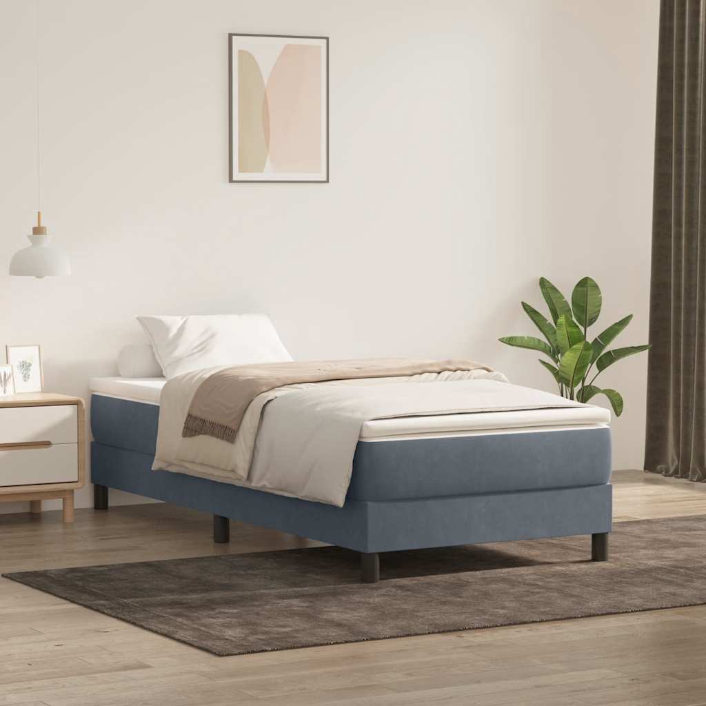 vidaXL Box Spring Κρεβάτι με στρώμα Σκούρο γκρι 80x210 εκ. Βελούδινο