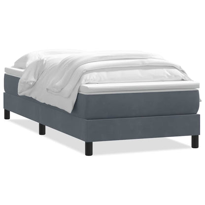 vidaXL Κρεβάτι Boxspring με Στρώμα Σκούρο Γκρι 90x210 εκ. Βελούδινο