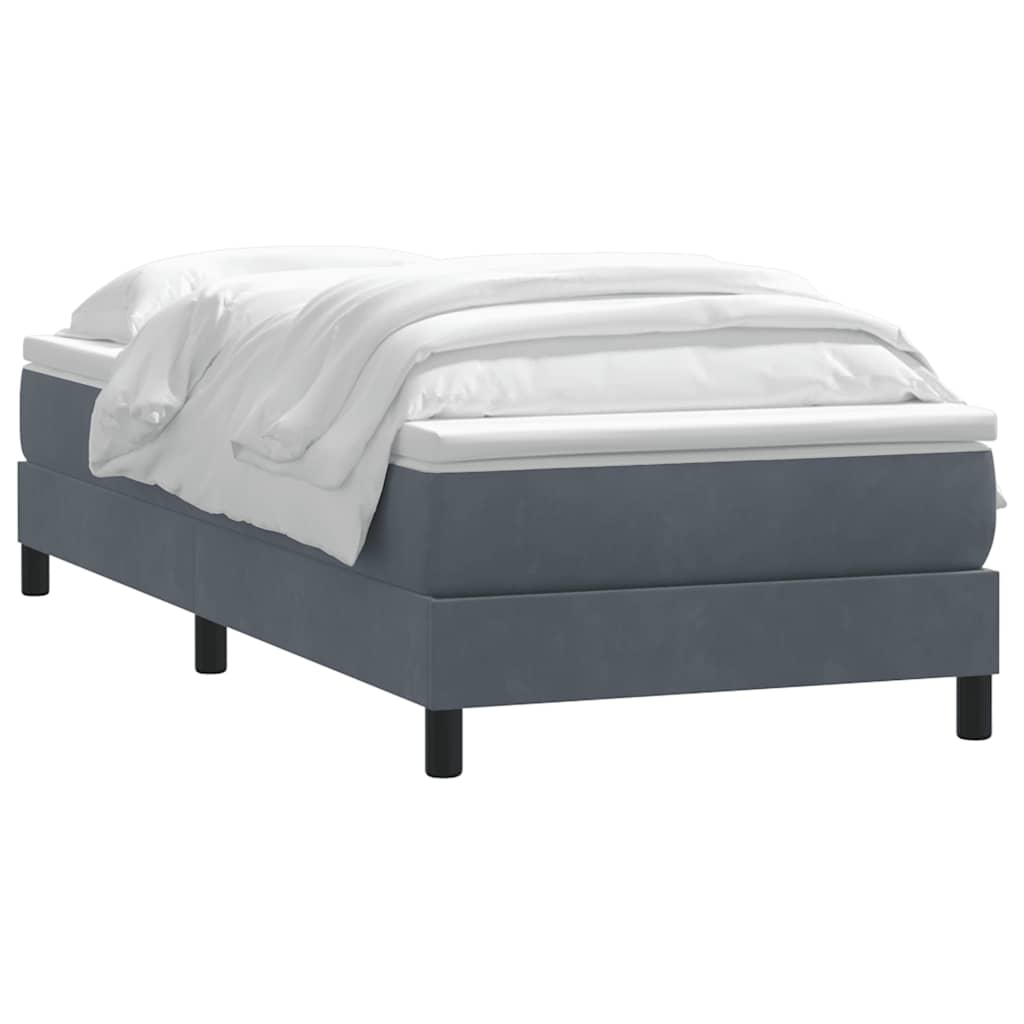 vidaXL Κρεβάτι Boxspring με Στρώμα Σκούρο Γκρι 90x210 εκ. Βελούδινο