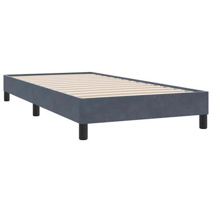 vidaXL Κρεβάτι Boxspring με Στρώμα Σκούρο Γκρι 90x210 εκ. Βελούδινο