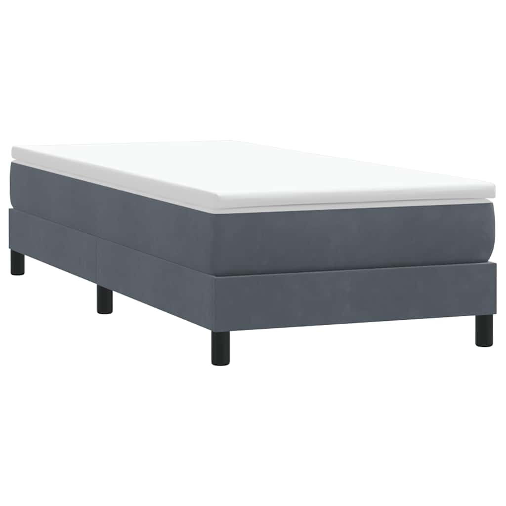 vidaXL Κρεβάτι Boxspring με Στρώμα Σκούρο Γκρι 90x210 εκ. Βελούδινο