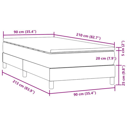 vidaXL Κρεβάτι Boxspring με Στρώμα Σκούρο Γκρι 90x210 εκ. Βελούδινο