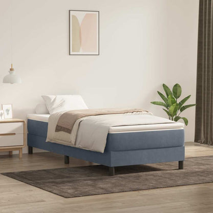 vidaXL Κρεβάτι Boxspring με Στρώμα Σκούρο Γκρι 90x210 εκ. Βελούδινο