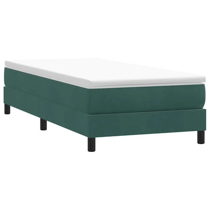 vidaXL Κρεβάτι Boxspring με Στρώμα Σκούρο Πράσινο 100x210εκ. Βελούδινο