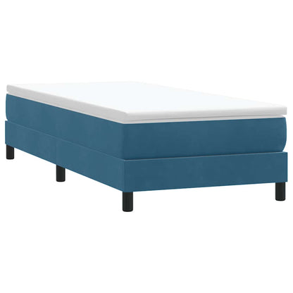 vidaXL Κρεβάτι Boxspring με Στρώμα Σκούρο Μπλε 100x210 εκ. Βελούδινο