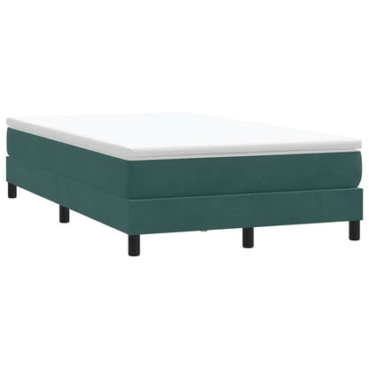 vidaXL Κρεβάτι Boxspring με Στρώμα Σκούρο Πράσινο 120x210εκ. Βελούδινο