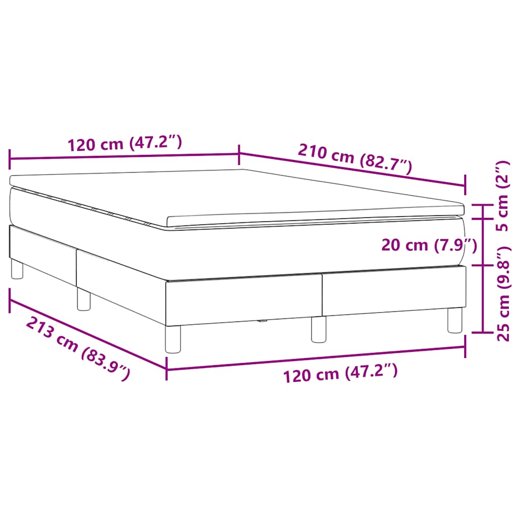 vidaXL Κρεβάτι Boxspring με Στρώμα Σκούρο Πράσινο 120x210εκ. Βελούδινο