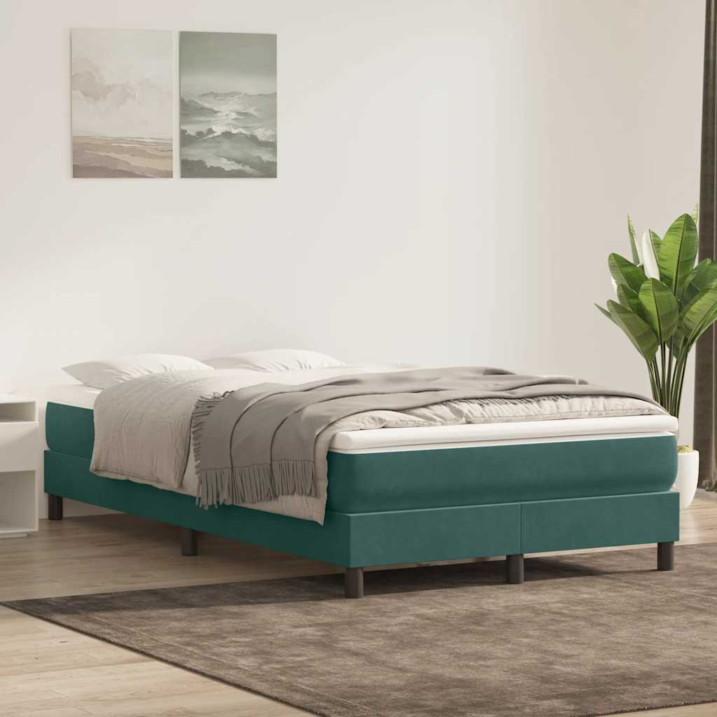 vidaXL Κρεβάτι Boxspring με Στρώμα Σκούρο Πράσινο 120x210εκ. Βελούδινο