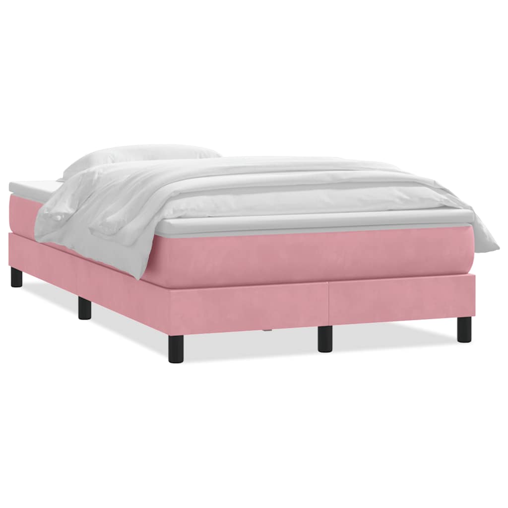 vidaXL Κρεβάτι Boxspring με Στρώμα Ροζ 120x210 εκ. Βελούδινο