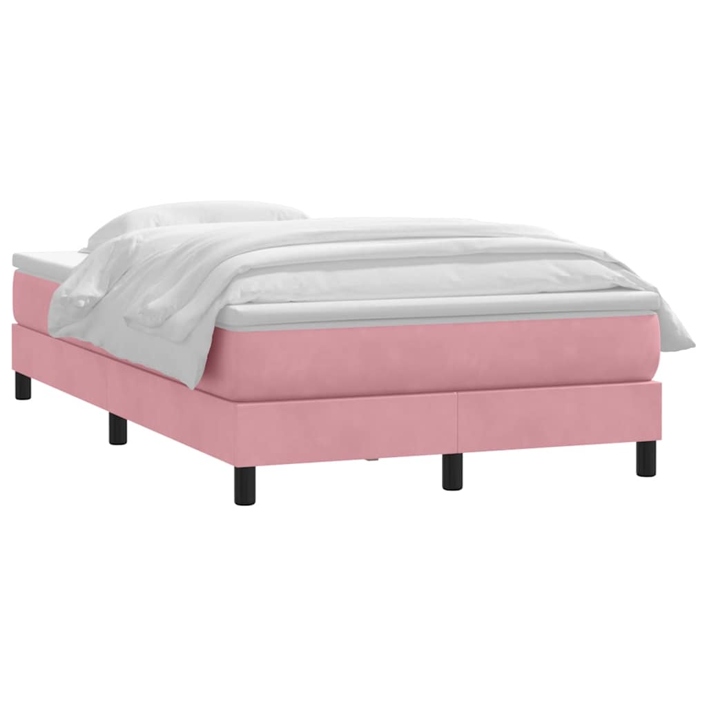 vidaXL Κρεβάτι Boxspring με Στρώμα Ροζ 120x210 εκ. Βελούδινο