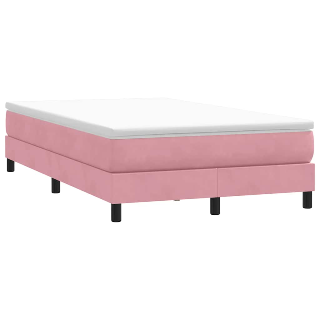 vidaXL Κρεβάτι Boxspring με Στρώμα Ροζ 120x210 εκ. Βελούδινο