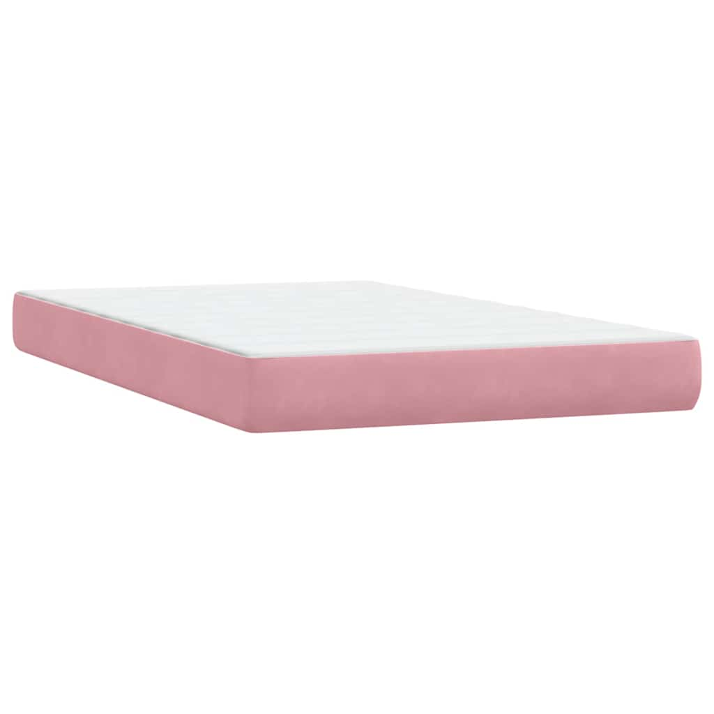 vidaXL Κρεβάτι Boxspring με Στρώμα Ροζ 120x210 εκ. Βελούδινο