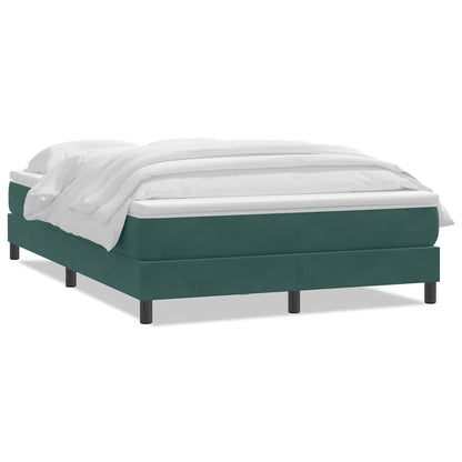 vidaXL Κρεβάτι Boxspring με Στρώμα Σκούρο Πράσινο 140x210εκ. Βελούδινο