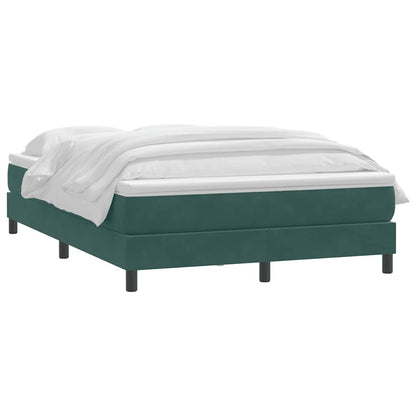 vidaXL Κρεβάτι Boxspring με Στρώμα Σκούρο Πράσινο 140x210εκ. Βελούδινο