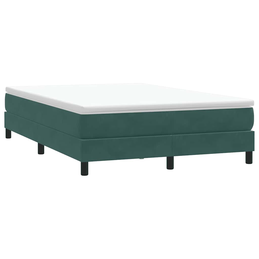 vidaXL Κρεβάτι Boxspring με Στρώμα Σκούρο Πράσινο 140x210εκ. Βελούδινο