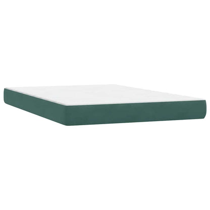 vidaXL Κρεβάτι Boxspring με Στρώμα Σκούρο Πράσινο 140x210εκ. Βελούδινο