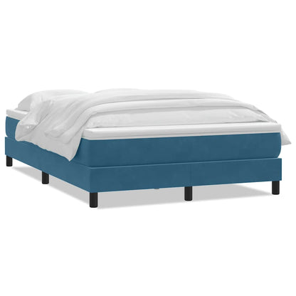 vidaXL Κρεβάτι Boxspring με Στρώμα Σκούρο Μπλε 140x210 εκ. Βελούδινο