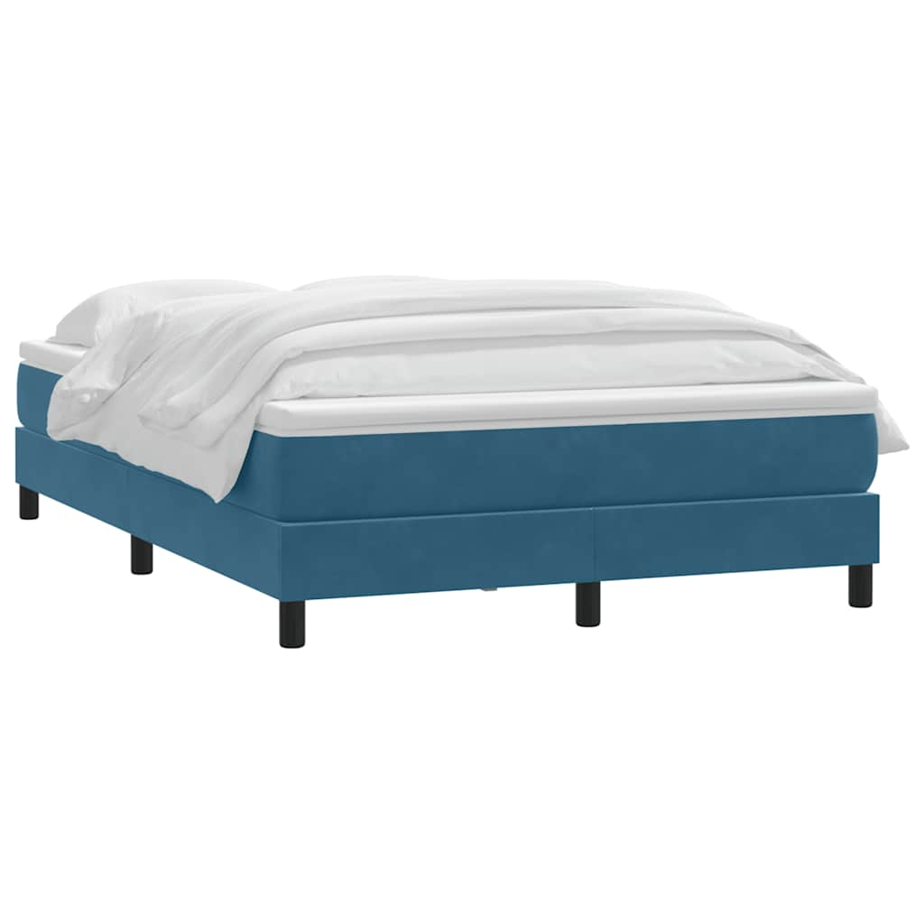 vidaXL Κρεβάτι Boxspring με Στρώμα Σκούρο Μπλε 140x210 εκ. Βελούδινο