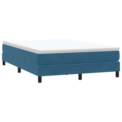 vidaXL Κρεβάτι Boxspring με Στρώμα Σκούρο Μπλε 140x210 εκ. Βελούδινο