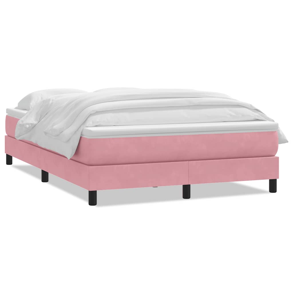 vidaXL Κρεβάτι Boxspring με Στρώμα Ροζ 140x210 εκ. Βελούδινο