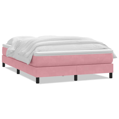 vidaXL Κρεβάτι Boxspring με Στρώμα Ροζ 140x210 εκ. Βελούδινο