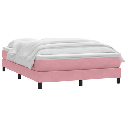 vidaXL Κρεβάτι Boxspring με Στρώμα Ροζ 140x210 εκ. Βελούδινο