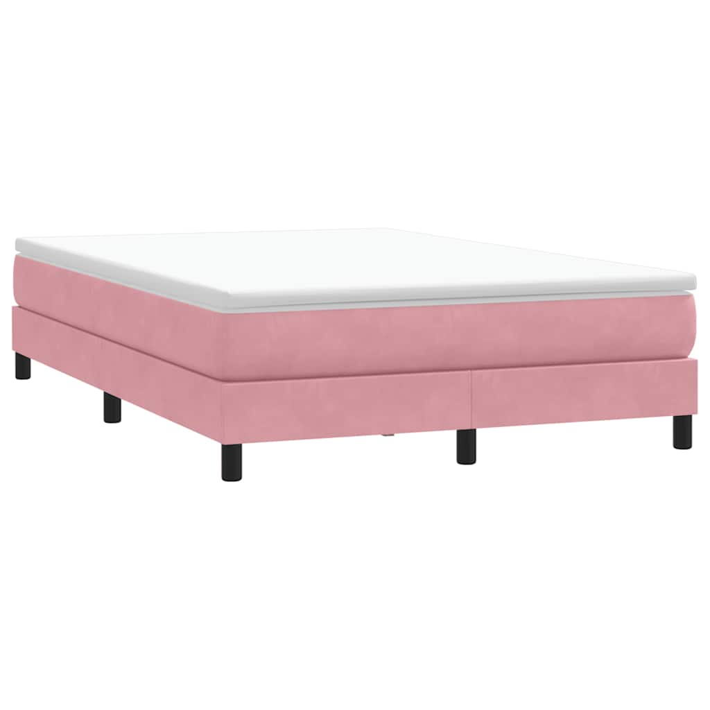 vidaXL Κρεβάτι Boxspring με Στρώμα Ροζ 140x210 εκ. Βελούδινο