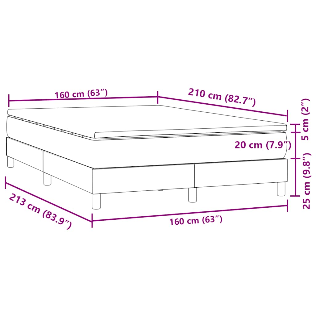 vidaXL Κρεβάτι Boxspring με Στρώμα Μαύρο 160x210 εκ. Βελούδινο