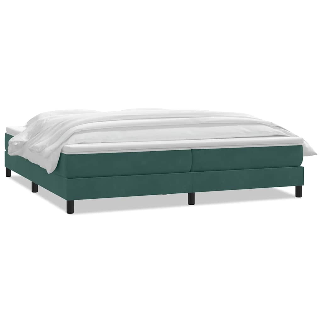 vidaXL Κρεβάτι Boxspring με Στρώμα Σκούρο Πράσινο 180x210εκ. Βελούδινο