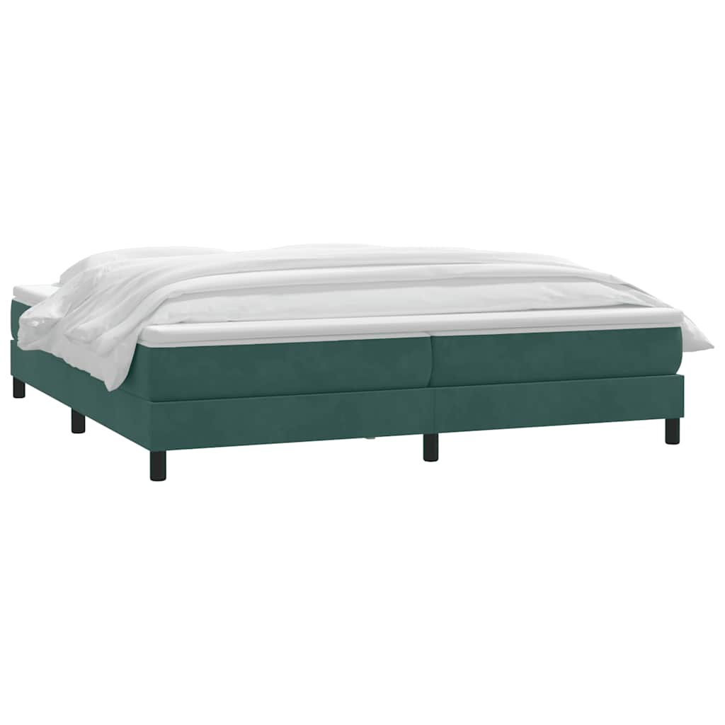 vidaXL Κρεβάτι Boxspring με Στρώμα Σκούρο Πράσινο 180x210εκ. Βελούδινο