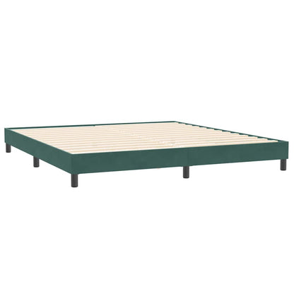 vidaXL Κρεβάτι Boxspring με Στρώμα Σκούρο Πράσινο 180x210εκ. Βελούδινο