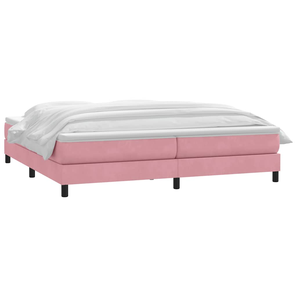 vidaXL Κρεβάτι Boxspring με Στρώμα Ροζ 180x210 εκ. Βελούδινο