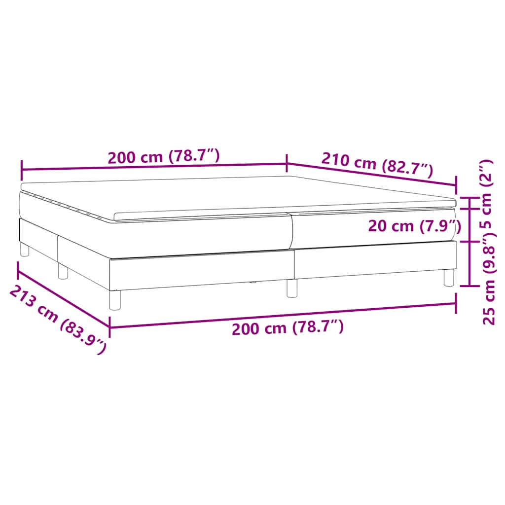 vidaXL Κρεβάτι Boxspring με Στρώμα Σκούρο Γκρι 200x210 εκ. Βελούδινο