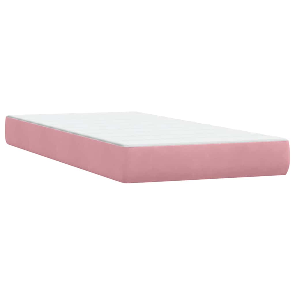 vidaXL Κρεβάτι Boxspring με Στρώμα Ροζ 200x210 εκ. Βελούδινο