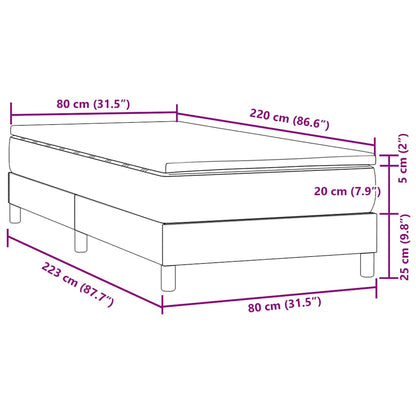 vidaXL Κρεβάτι Boxspring με Στρώμα Σκούρο Γκρι 80x220 εκ. Βελούδινο