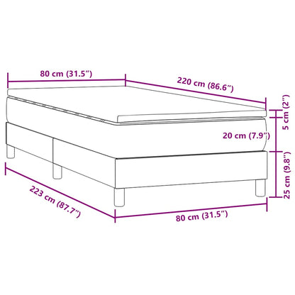 vidaXL Κρεβάτι Boxspring με Στρώμα Μαύρο 80x220 εκ. Βελούδινο