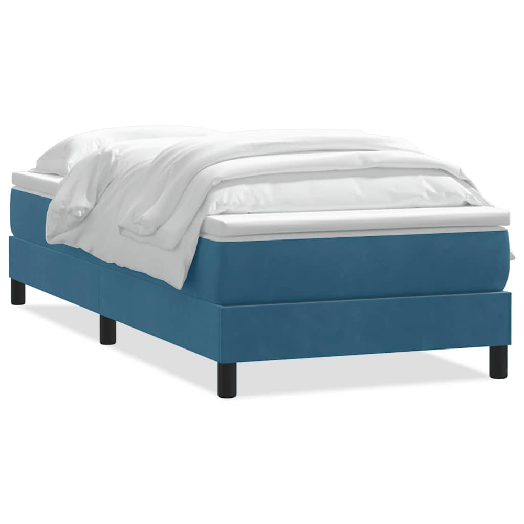 vidaXL Κρεβάτι Boxspring με Στρώμα Σκούρο Μπλε 80x220 εκ. Βελούδινο