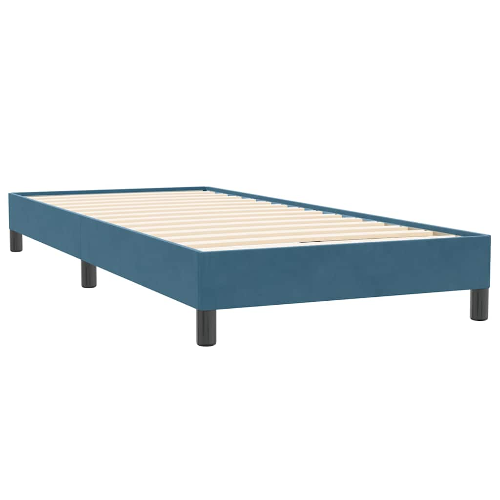 vidaXL Κρεβάτι Boxspring με Στρώμα Σκούρο Μπλε 80x220 εκ. Βελούδινο