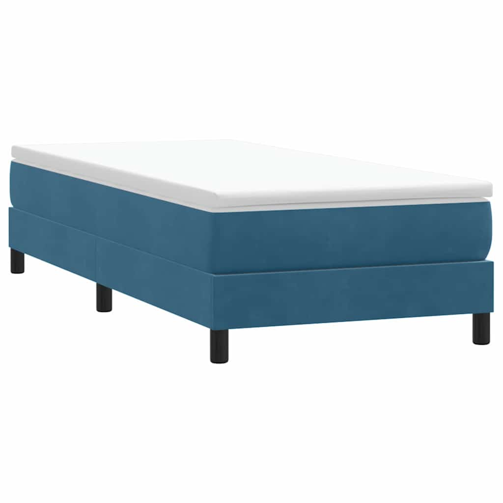 vidaXL Κρεβάτι Boxspring με Στρώμα Σκούρο Μπλε 80x220 εκ. Βελούδινο