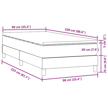 vidaXL Κρεβάτι Boxspring με Στρώμα Σκούρο Γκρι 90x220 εκ. Βελούδινο